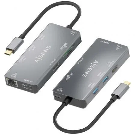 Aisens USB-C Dock 9 en 1 Gris ASUC-9P018-GR Aisens USB-C Dock 9 en 1 Gris ASUC-9P018-GR